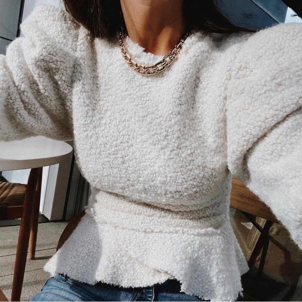 Isabel Marant Giamili Bucle Peplum Sweater Top in Ecru Size 40 (8 US) - Picture 15 of 16